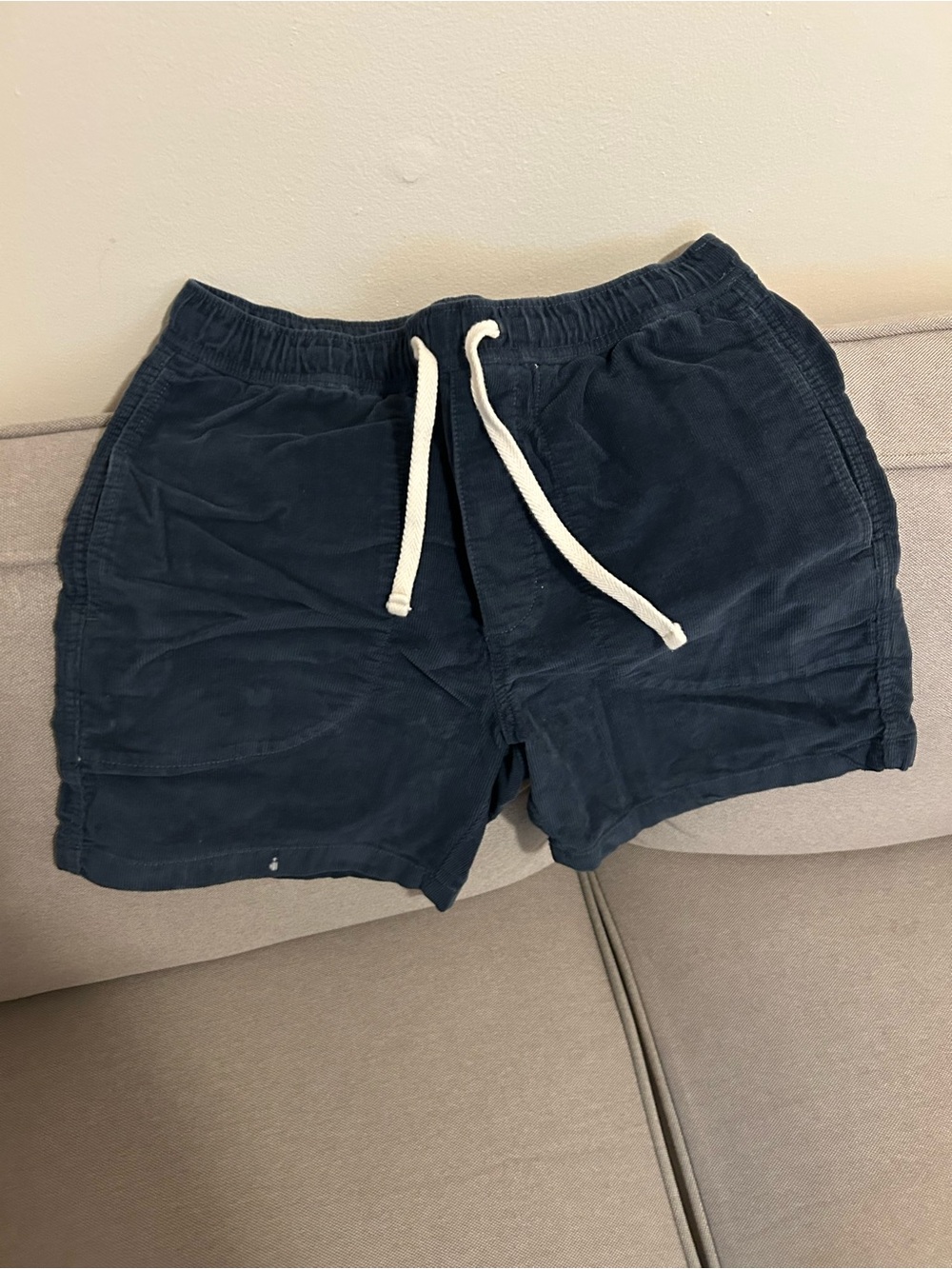 Men's Navy Drawstring Corduroy Shorts